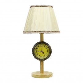 European clock lamp bedroom wooden warm new Chinese study decorated plug-in bed